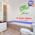 GIFT City Presents Blue Design Wall Decorative Self Adhesive Tile Border Stickers Multiple Quantity - 24x7 cm for Bathroom Kitchen Wall Wallpaper. 