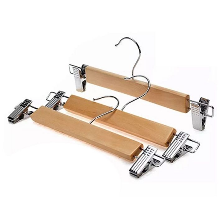 Wooden Clip Hangers ( 03 Pieces) Durable, for trousers, Pants, Skirts, Undergarments