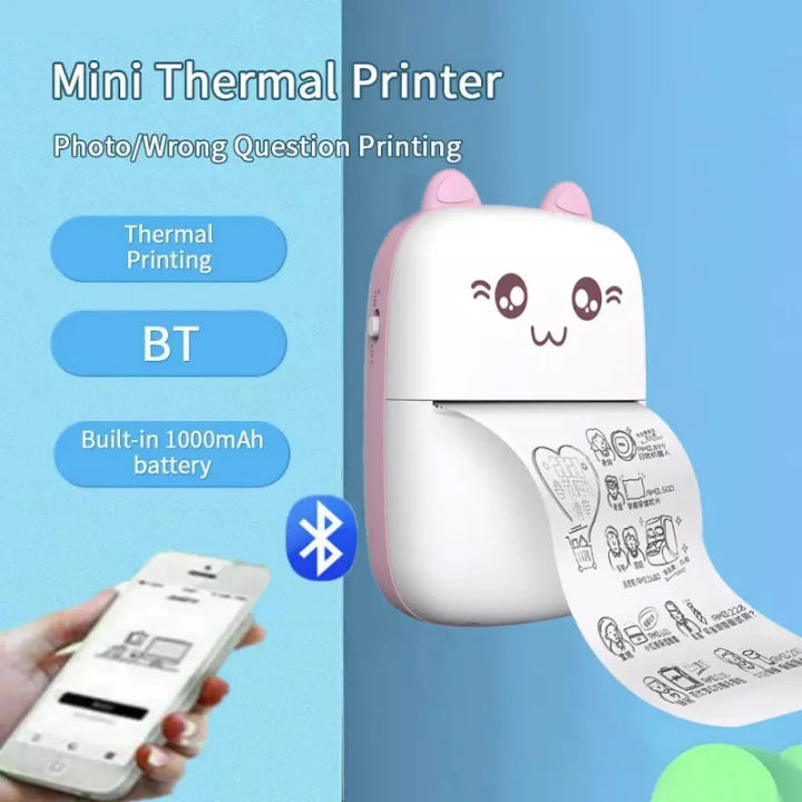 Mini Printer Portable Pocket Thermal Portable Printer Bluetooth Wireless Smart for Photo Picture Office Receipt Label Note QR Code Inkless Printing with iOS Android App