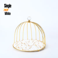 European Style Iron Birdcage Cake Rack Multi-Layer Glass Dessert Table Wedding Cake Plate, Cosmetics Storage Rack Bird Cage Different Layers Golden Chromium Color, Cosmetic Storage Rack, Makeup Organizer, Dressing Table Perfumes Organizer,. 