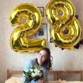 Golden Extra Large Digit 2 (Two)  - 32 Inches Giant Foil Number. 
