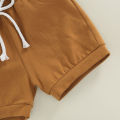 Baby Boys Short Set, Short Sleeve Stripes T-shirt with Elastic Waist Shorts Summer Outfit. 