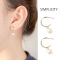 Vintage Gold Hoop Earrings Set - Women Girl Pearl Circle Hoop Earring -Big Piercing Fashion Charm Jewelry Gifts. 