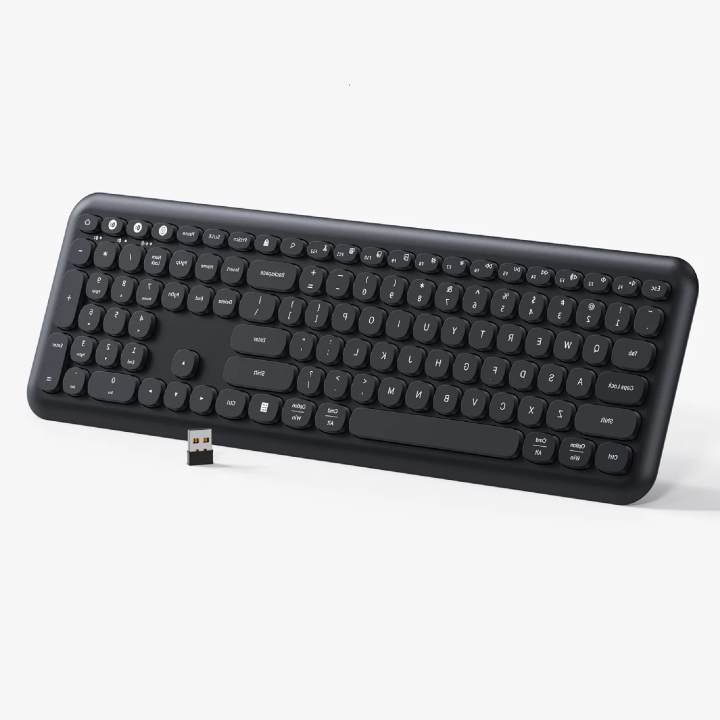 Jelly Comb Rechargeable Bluetooth Keyboard, 2.4G Wireless Multi-device Bluetooth Keyboard Switch to 3 Devices Compatible with iOS, Android, Mac OS, Windows