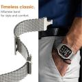 Titanium Milanese Loop Compatible with Apple Watch Bands 49mm 46mm 45mm 44mm 42mm for Men Women, Stainless Steel Mesh Loop with Parachute-style Buckle for iWatch Ultra 2 Series 10 9 8 7 6 SE 5 4 3. 