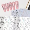 TAHANgTA Hot Selling  Silver Metal Butterfly 3D Nail Sticker Black White Butterflies Star Adhesive Slider Wraps Manicure Gel Polish Decals. 