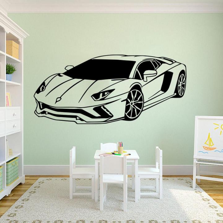 Large Lamborghini Racing Car Vehicle Sticker Boy Room Bedroom Sport Car Auto Wall Decal Bedroom Playroom Vinyl Home Decor