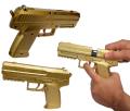 Kids Spring-Action Toy Blaster – Gold Metallic Novelty Blaster with Mechanical Shell-Eject Effect, Soft Foam Dart Catapult Toy, Safe Soft Projectiles for Indoor & Outdoor Play, Fun Gift for Ages 8+. 
