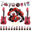 Rock And Roll Balloons Video Note Guitar Band Microphone Happy Birthday Banner Party Decoration Music Radio Cake Toppers Ballons. 