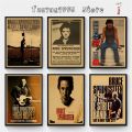 Vintage Bruce Springsteen Retro Rock Band Music Guitar Matte Kraft Paper Antique Wall Sticker Home. 
