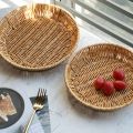 Techmanistan Multi purpose Round Wicker/Imitation Rattan Basket For Holding Cellphones in Office, Mobile Holding Basket For Office & Restaurant, Mobile Basket, Fruit Basket, Vegetable Basket. 