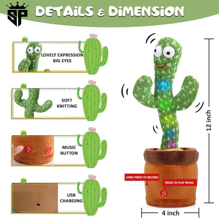 Dancing%20Cactus%20Toys%20for%20Kids%20Educational%20Plush%20Baby%20Toy%20Talking%20&%20Singing%20Electronic%20Pets%20for%206%20to%2012%20Months%20Toddler%20Repeats%20What%20You%20Say%20Voice%20Recorder%20Musical%20Toys%20with%20120%20Songs%20-%20Image%204