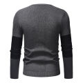 Male Sweater of Long Sleeves and Round Neck Casual Contrast Color Top Pullover Base Shirt. 