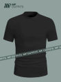 Basics Men Black T-Shirts Fit Crew Neck Drop Shoulder Short Sleeve Tee by MF Outfits. 