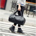 Black Pu Leather Travel Duffle Gym Luggage Bag Shoulder Bag With long Strap. 