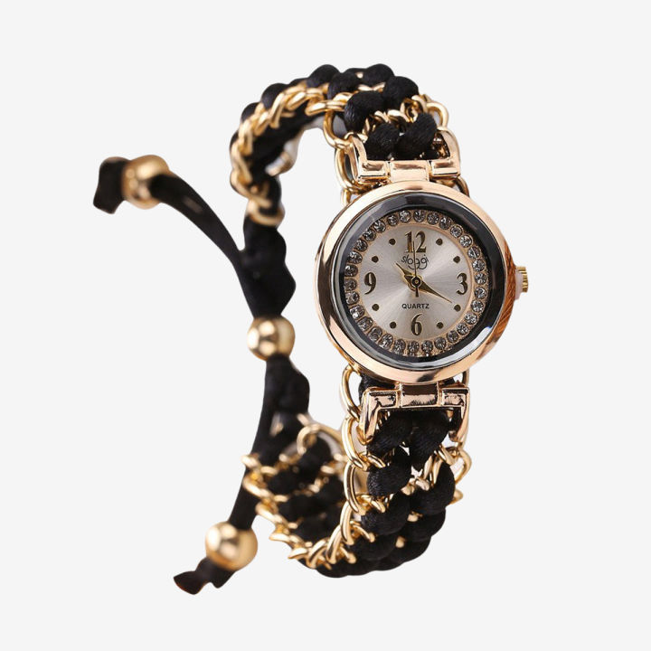 Luxury Diamond Bracelet Watch For Girls | Gold Quartz Gift Rope Wrist Watches For Girls | Stylish Bracelets Rope Watches For Women |