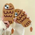 Cute Cartoon Animal 3D Taiyaki Fish Phone Case For iphone 15 14 13 12 11 Shockproof Bumper Soft bubble Phone Cover kids. 
