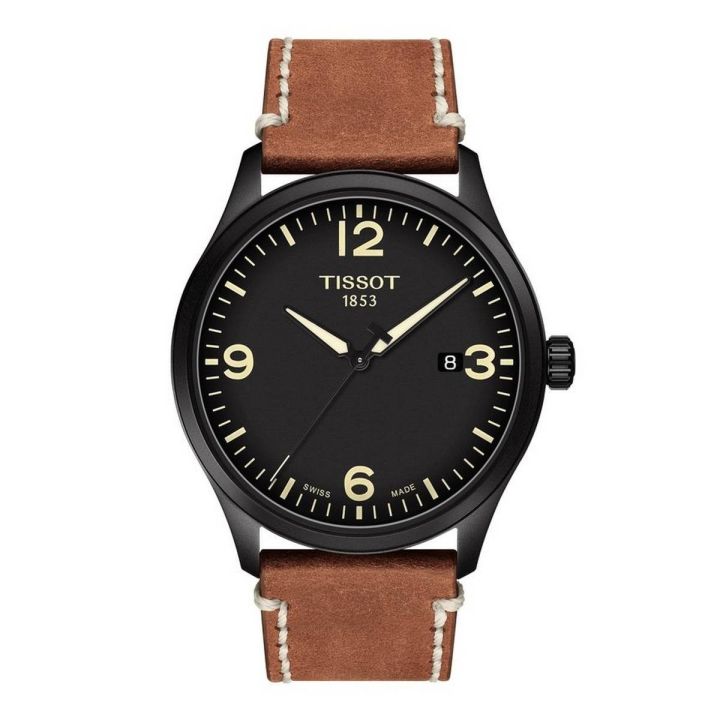 Tissot Gent XL Quartz - Black Dial with Brown Leather Strap Watch - T116.410.36.057.00