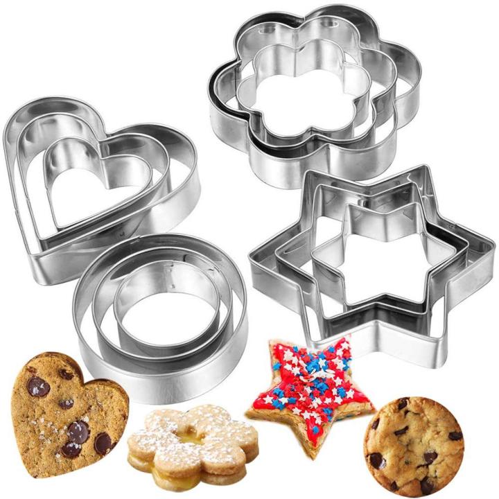 Cookie Cutter set, mini geometric shape love cookie cutter, baking tool, suitable for kitchen making, sandwiches, cookies and cakes (12Psc)