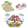 Character K58 small particle building block bouquet gacha succulent potted plant desktop ornament DIY creative building block plants. 
