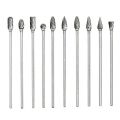 10Pc 4 Inch Long Double Cut Tungsten Solid Carbide Rotary Burrs Set 1/8 Inch(3mm) Shank Twist Drill Bit for Rotary Tools. 