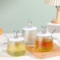 Heat resistant glass Diamond mug water coffee office household tea cup with rabbit lid and spoon. 