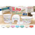 5 PCs Tulip Washroom Bath Set in Flower Design (Balti, Mug, Dish, Tup and Stool). 