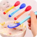 Silicone Baby Feeding Spoon Safety Baby Temperature Sensing Spoon Heat Toddler Food Feeding Spoons. 
