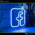 Facebook Meta Signage, 8x8" LED Lights with Table Stand, Mini Neon Desk Lamp, Social Media Logo, Wall Decoration, Home Living Bedroom Decor. 