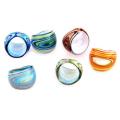 6 X Lampwork Glass Band Rings 17-19mm Multi Colors HOT. 