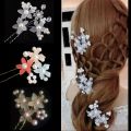 Pack of 3 Fancy Hair pins Large U Shape Pins,Jura Pins, Braide Flower Pins & Bun Pins for Wedding Bride Party Hair Accessories. 