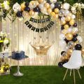 Golden & Black Birthday Decoration Kit for the birthday of a boy - Prince theme, King Birthday Themes with Crown Foil Balloon -30 x Balloons + Birthday Banner + confetti Balloons. 