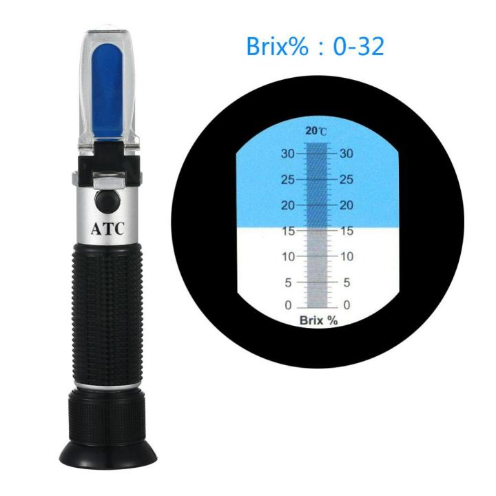 Retail Box Brix Refractometer tester meter with ATC +calibration oil Sugar: 0-32% tools for Fruit Vegetables Juice 49% off