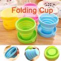 Silicone reusable folding glass-1 Pc - Collapsible Travel Cup - Ultra-Slim Foldable Silicone Cup with Lid for Coffee, Water, Tea - Portable Camping, Hiking, Outdoor Sets - Random Colors. 
