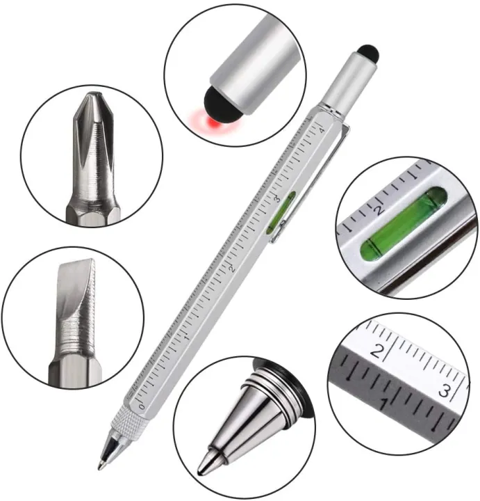 7%20in%201%20Multifunctional%20Touch%20Screen%20Stylus%20Ballpoint%20Pen%20with%20Screwdriver%20Spirit%20Level%20Scale%20Ruler%20Full%20Metal%20-%20Image%207