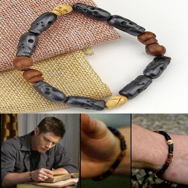 Movie Supernatural Dean Winchester Jensen Ackles Skull Bracelets Bangles Prop Replica Skull Bracelet Gift