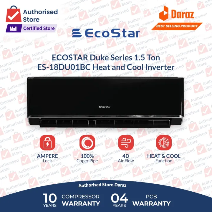 EcoStar%20Split%20AC%20%7C%20Model%20ES-18DU01WG/%20BC/%20GC-%20%7C%20Duke%20Series%201.5%20TON%20Inverter%20AC%20%7C%20Heat%20&%20Cool%20%7C%20Self%20Cleaning%20%7C%20Gold%20Fins%20%7C%204D%20Air%20Flow%20%7C%20100%25%20Copper-10%20Years%20Compressor%2004%20Yeas%20PCB%20Card%20Warranty%20-%20Image%203