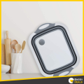 Collapsible Cutting Board with Colander - Foldable Multi-function Kitchen Plastic Silicone Dish Tub - Washing and Draining Veggies Fruits Food Grade Sink Storage Basket- Multicolor. 