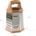 Multifunctional Box Grater With 6-Sided Stainless Steel,for Cheese, Ginger, Vegetables，Garlic，Nutmeg, Chocolate- Easy To Use And Clean. 