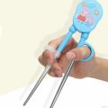 1 Pair Stainless Steel Cartoon Training Chopsticks Training Helper Chopsticks. 