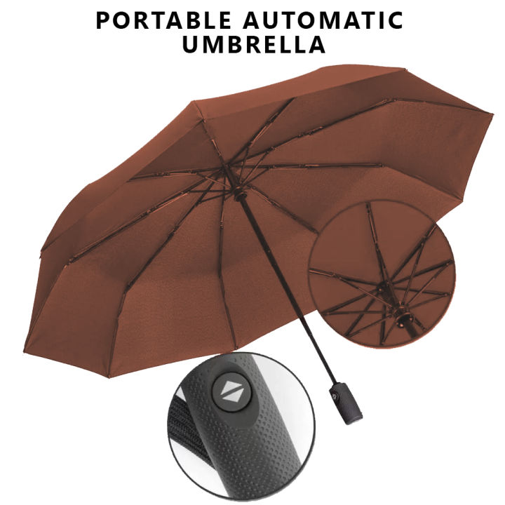 Fully Open Close Automatic Folding Umbrella for Rain and Sun Protection High Quality Portable Three Steps Folding Umbrella