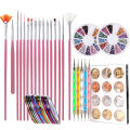 Monja 64Pcs/set Nail Set Nail Art Painting Brush Kit 5 Pcs Rhinetstone Dotting Picking Pen Nail Foil Tape Sticker DIY Manicure Tool. 