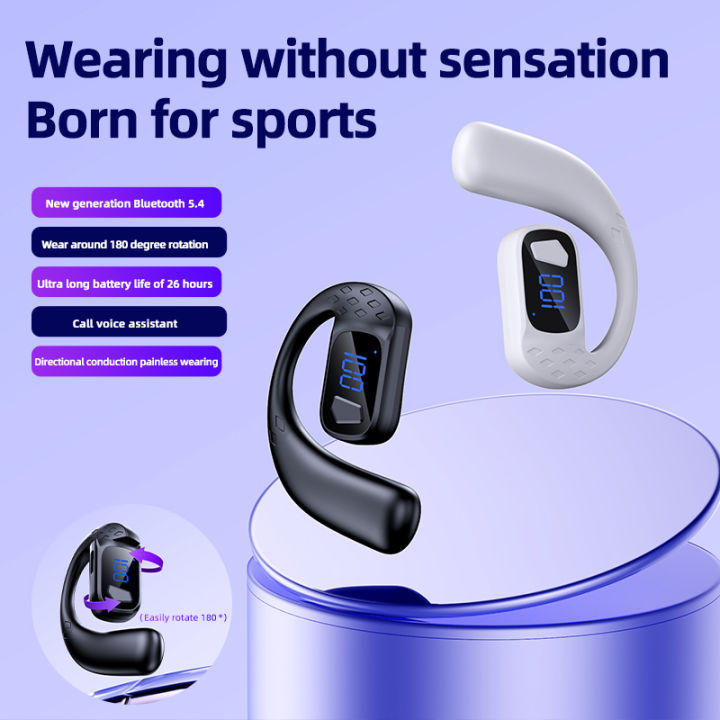 【COD+Ready Stock + FREE Shipping 】 T30 Pro Wireless Earphones 180° Rotation Adjustable Left Right Ear Active Noise Cancellation Bluetooth Earbuds Waterproof Sport Headphones LED Display Single Headset With mic