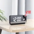 LED Digital Projection Alarm Clock Electronic Alarm Clock with Projection Time Projector Bedroom Bedside Clock Black. 