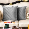 Decorative Platted Cushion Cover, for Living Room, Sofa, Bedroom - Velvet Platted Cushion Cover - 1 Piece. 