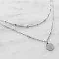 Simple Double-deck Gold Wafer Pendant Necklace Charming Women's Collarbone Chain Choker Necklace Female Party Jewelry Girl Gifts. 