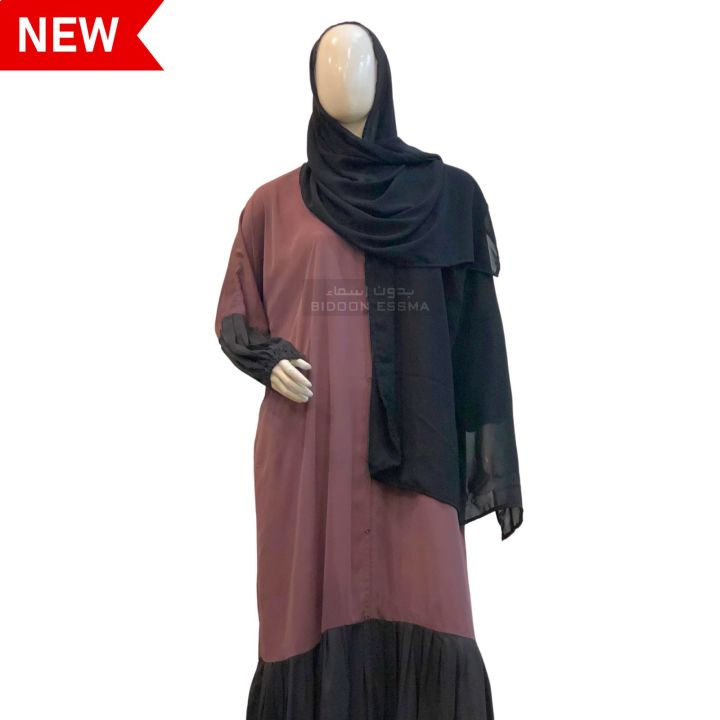 Arabic Saudi Daraz best seller cuffed sleeves abaya with long maxi style and had adjustable best for girls and women arabic style Bidoonessma Arabic Saudi Abaya Elegant Decent look Abaya for Gift Girls with scarf with Decent Leather Patch