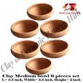Clay Medium Bowl (Piyala) - 6 Bowls set | Natural cool for drinking water | Eating custard, desserts in natual clay | Clay Crockery Pots | Earthen Crockery Pots | Terracotta Crockery Pots. 