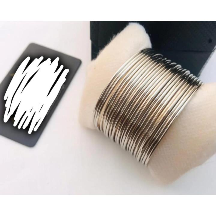 12 Pieces Plain Silver Bangles For Beautiful Girls-Woman