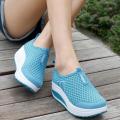 【ALLGOOD】Fashion Platform Shoes Women Loafers Breathable Air Mesh Swing Wedges Shoe. 